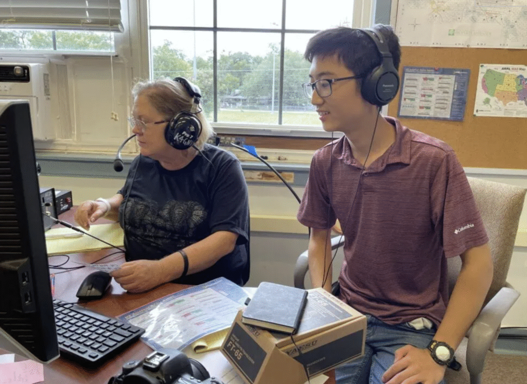 Robert Hu watches at one of GARS' stations during the summer field day.Photo by Seth Johnson